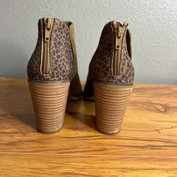 Dolce Vida DV8 Heel Ankle Boots Size 7 Booties Leopard Colorblock 3.5" Heel - Picture 4 of 9